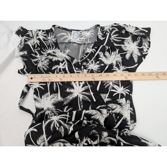 Blue Rain Francescas Palm Tree All Over Print Midi Wrap Dress Women's S High/Low - Picture 6 of 8